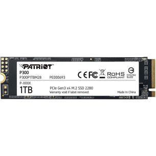 SSD | PATRIOT | P300 | 1TB | M.2 | PCIE | NVMe | 3D NAND | Kirjutamiskiirus 1650 MBait/s | Lugemiskiirus 2100 MBait/s | 3,8mm | TBW 480 TB | P300P1TBM28