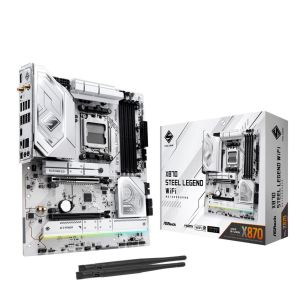 Põhiplaat | ASROCK | AMD X870 | SAM5 | ATX | Mälu DDR5 | Mälupesad 4 | 1xPCI-Express 4.0 16x | 1xPCI-Express 5.0 16x | 4xM.2 | 1xHDMI | 4xUSB 2.0 | 5xUSB 3.2 | 2xUSB-C | 1xOptiline S/PDIF | 1xRJ45 | 2xAudioport | X870STEELLEGENDWIFI