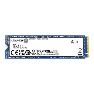 SSD | KINGSTON | NV3 | 4TB | M.2 | PCIE | 3D NAND | Kirjutamiskiirus 5000 MBait/s | Lugemiskiirus 6000 MBait/s | MTBF 200000 tundi | SNV3S/4000G