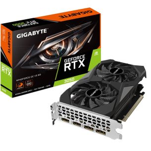 Graafikakaart | GIGABYTE | NVIDIA GeForce RTX 3050 | 6 GB | GDDR6 | 96 bit | PCIE 4.0 16x | Mälu 14000 MHz | GPU 1477 MHz | 2xHDMI | 2xDisplayPort | GV-N3050WF2OCV2-6GD